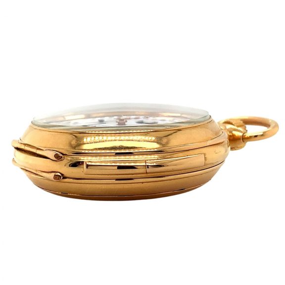 Swiss rose gold repeating lever with calendar and moon phases Circa 1890 Swiss rose gold repeating lever with calendar and moon phases Circa 1890