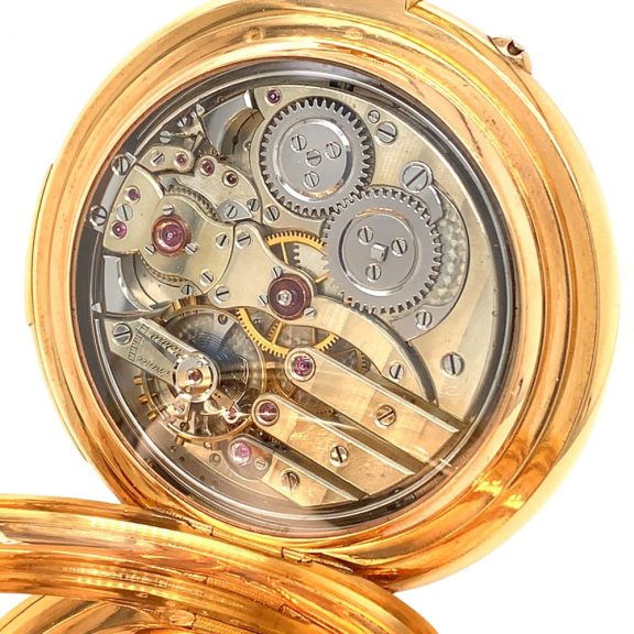 Swiss rose gold repeating lever with calendar and moon phases Circa 1890 Swiss rose gold repeating lever with calendar and moon phases Circa 1890
