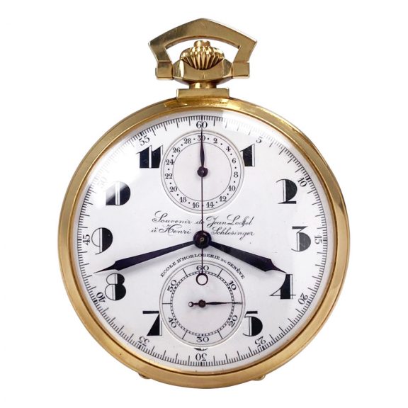 Swiss 18K gold anker chronometer with chronograph Circa 1930