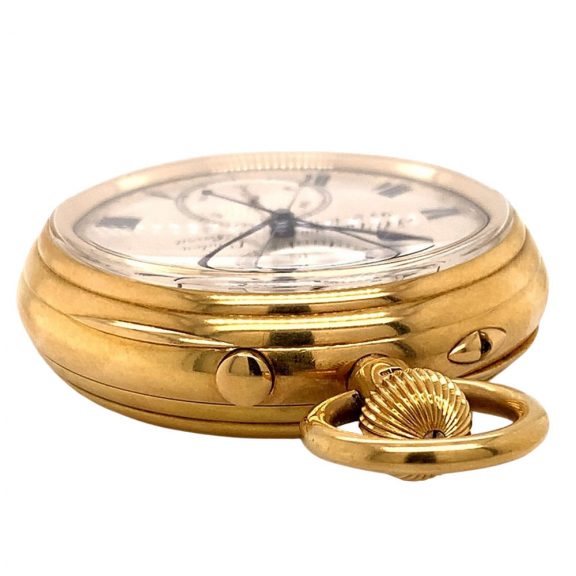 English 18K gold split seconds chronograph Circa 1902 English 18K gold split seconds chronograph Circa 1902