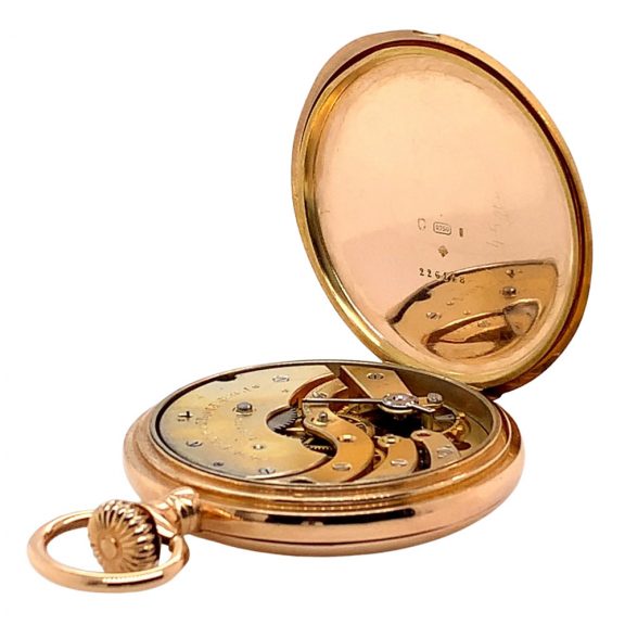 Swiss 18K rose gold hunting cased lever watch Circa 1900 Swiss 18K rose gold hunting cased lever watch Circa 1900