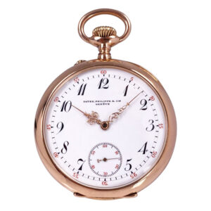 Flat Swiss 14K rose gold open faced lever watch Circa 1905