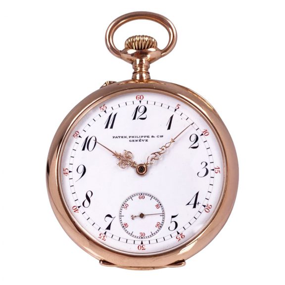 Flat Swiss 14K rose gold open faced lever watch Circa 1905