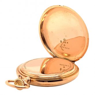 Flat Swiss 14K rose gold open faced lever watch Circa 1905