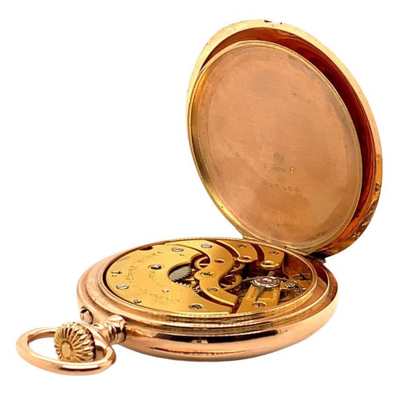 Flat Swiss 14K rose gold open faced lever watch Circa 1905 Flat Swiss 14K rose gold open faced lever watch Circa 1905