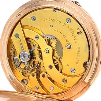 Flat Swiss 14K rose gold open faced lever watch Circa 1905