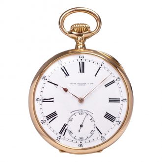 Large Swiss 18K rose gold open faced lever watch Circa 1909