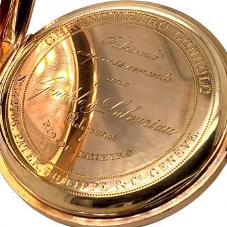 Large Swiss 18K rose gold open faced lever watch Circa 1909
