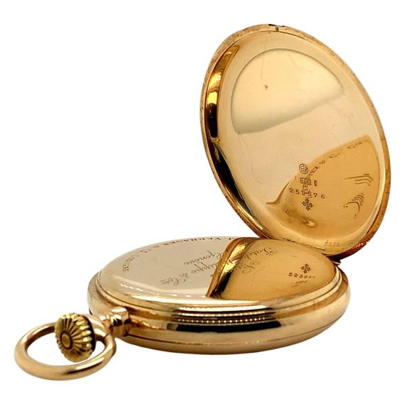 Fine Swiss 14K gold hunting cased lever watch Circa 1910 Fine Swiss 14K gold hunting cased lever watch Circa 1910