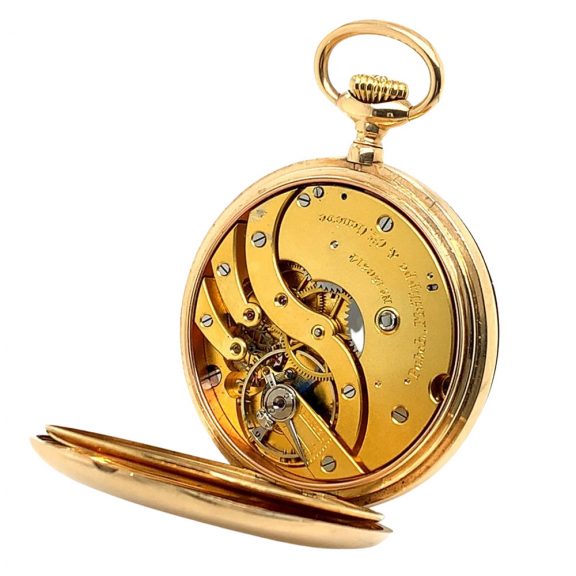 Fine Swiss 14K gold hunting cased lever watch Circa 1910 Fine Swiss 14K gold hunting cased lever watch Circa 1910