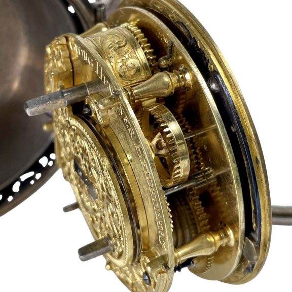 Fine German silver one handed coach clock with alarm Circa 1700 Fine German silver one handed coach clock with alarm Circa 1700