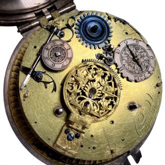 French silver half hour and hour striking coach clock Circa 1650