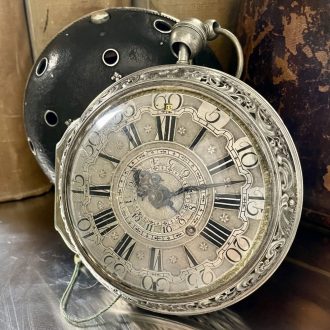 German repeating coach clock with self strike and date Circa 1740