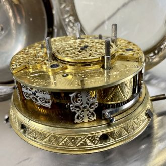 German repeating coach clock with self strike and date Circa 1740