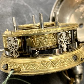 German repeating coach clock with self strike and date Circa 1740