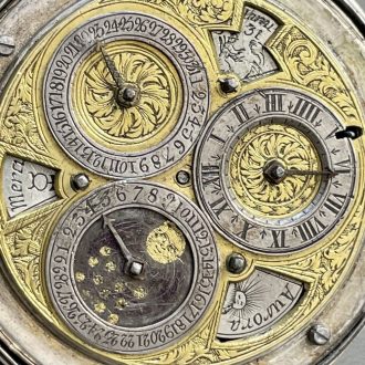 Austrian silver and rose gold astronomical verge watch Circa 1700