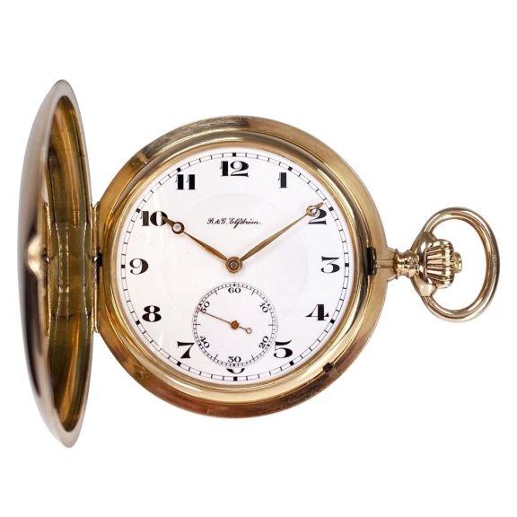 Large Swiss 14K rose gold hunting cased lever watch Circa 1925 Large Swiss 14K rose gold hunting cased lever watch Circa 1925
