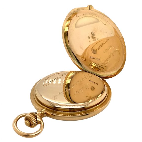 Large Swiss 14K rose gold hunting cased lever watch Circa 1925 Large Swiss 14K rose gold hunting cased lever watch Circa 1925