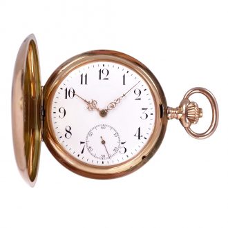 Swiss 14K rose gold hunting cased lever watch Circa 1912