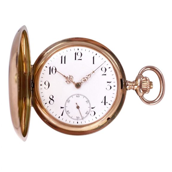 Swiss 14K rose gold hunting cased lever watch Circa 1912