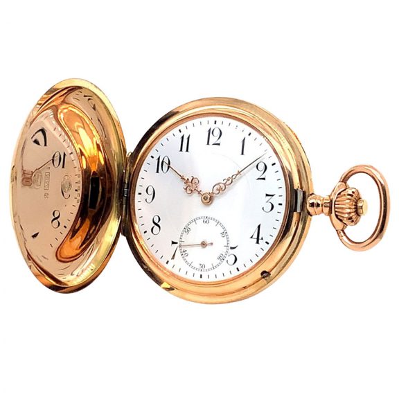 Swiss 14K rose gold hunting cased lever watch Circa 1912 Swiss 14K rose gold hunting cased lever watch Circa 1912