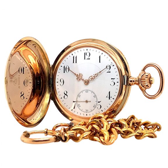 Swiss 14K rose gold hunting cased lever watch Circa 1912 Swiss 14K rose gold hunting cased lever watch Circa 1912