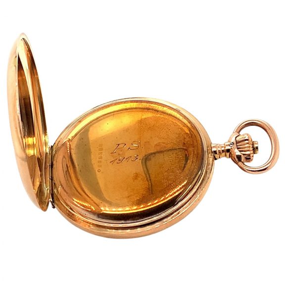 Swiss 14K rose gold hunting cased lever watch Circa 1912 Swiss 14K rose gold hunting cased lever watch Circa 1912