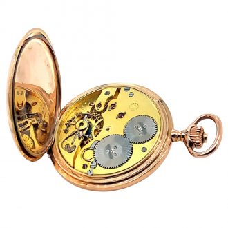 Swiss 14K rose gold hunting cased lever watch Circa 1912
