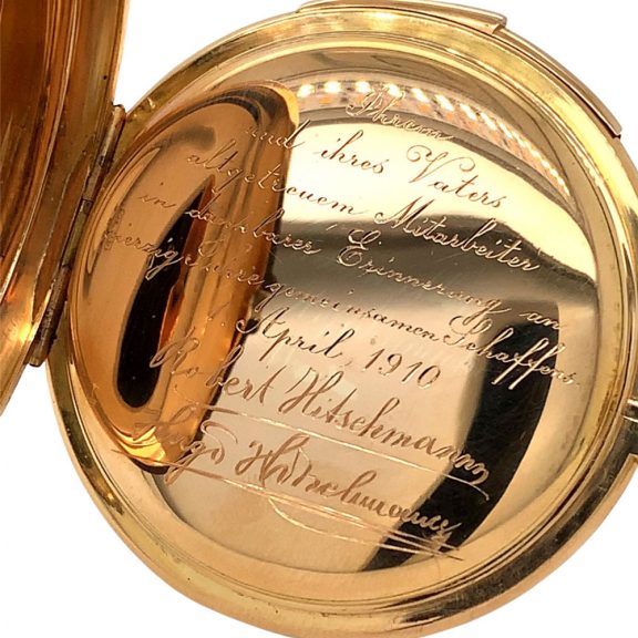 Swiss 18 carat rose gold minute repeating lever watch Circa 1900 Swiss 18 carat rose gold minute repeating lever watch Circa 1900