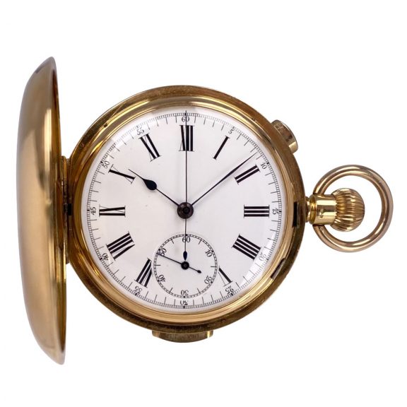 Swiss 18 carat gold quarter repeating lever chronograph Circa 1900 Swiss 18 carat gold quarter repeating lever chronograph Circa 1900