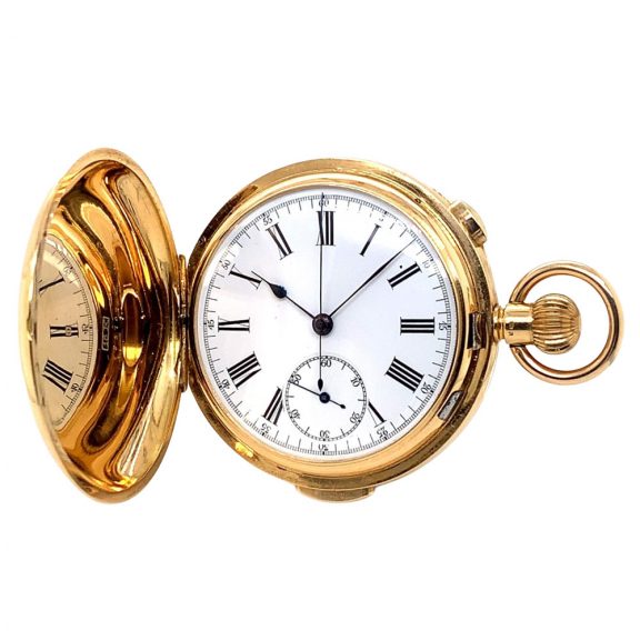 Swiss 18 carat gold quarter repeating lever chronograph Circa 1900 Swiss 18 carat gold quarter repeating lever chronograph Circa 1900