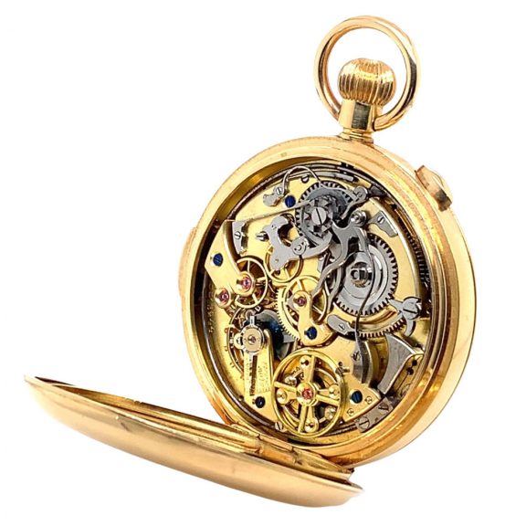 Swiss 18 carat gold quarter repeating lever chronograph Circa 1900 Swiss 18 carat gold quarter repeating lever chronograph Circa 1900
