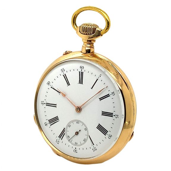 Very rare German 18K gold open faced lever watch Circa 1900 Very rare German 18K gold open faced lever watch Circa 1900