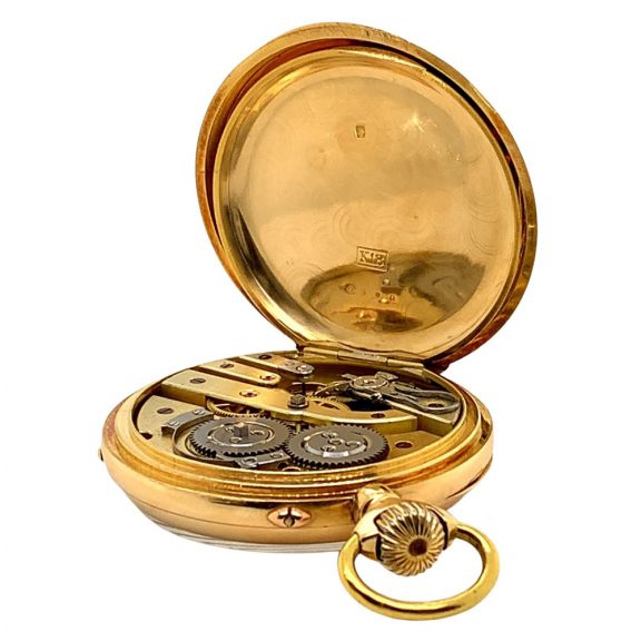 Very rare German 18K gold open faced lever watch Circa 1900 Very rare German 18K gold open faced lever watch Circa 1900