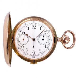 Swiss 14K rose gold lever chronograph with date Circa 1910