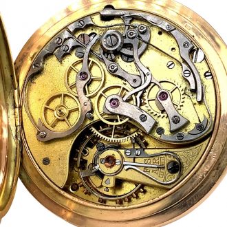 Swiss 14K rose gold lever chronograph with date Circa 1910