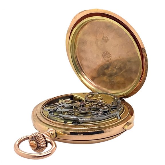 Swiss 14K rose gold lever chronograph with date Circa 1910 Swiss 14K rose gold lever chronograph with date Circa 1910