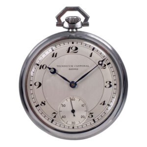 Fine Swiss steel open faced lever pocket watch Circa 1950