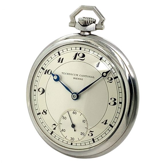 Fine Swiss steel open faced lever pocket watch Circa 1950 Fine Swiss steel open faced lever pocket watch Circa 1950