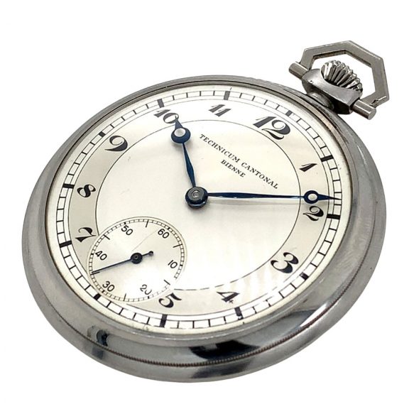 Fine Swiss steel open faced lever pocket watch Circa 1950 Fine Swiss steel open faced lever pocket watch Circa 1950