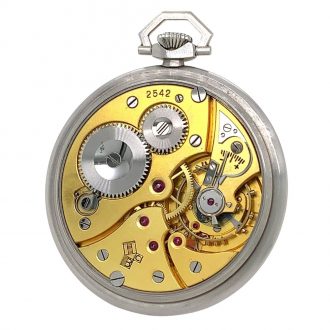Fine Swiss steel open faced lever pocket watch Circa 1950
