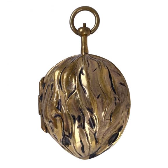 Exceptional German walnut shaped musical verge watch Circa 1890 Exceptional German walnut shaped musical verge watch Circa 1890