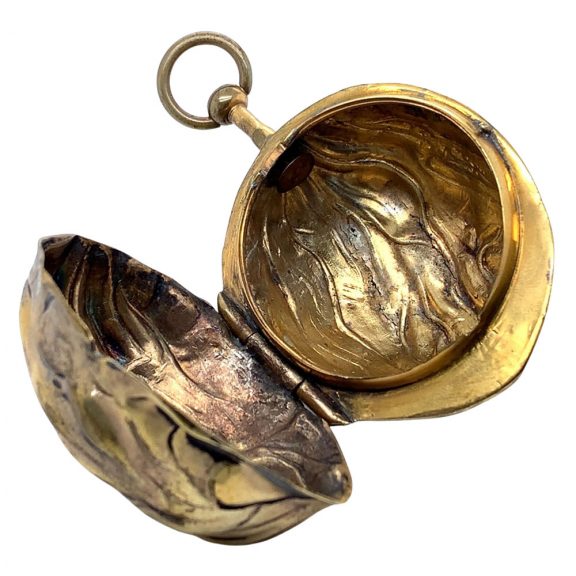 Exceptional German walnut shaped musical verge watch Circa 1890 Exceptional German walnut shaped musical verge watch Circa 1890