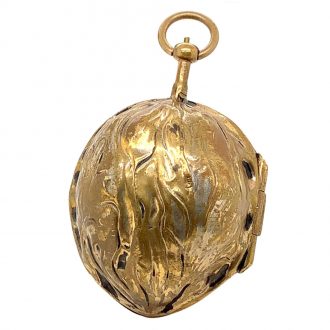 Exceptional German walnut shaped musical verge watch Circa 1890