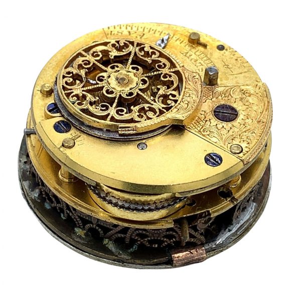 Exceptional German walnut shaped musical verge watch Circa 1890 Exceptional German walnut shaped musical verge watch Circa 1890