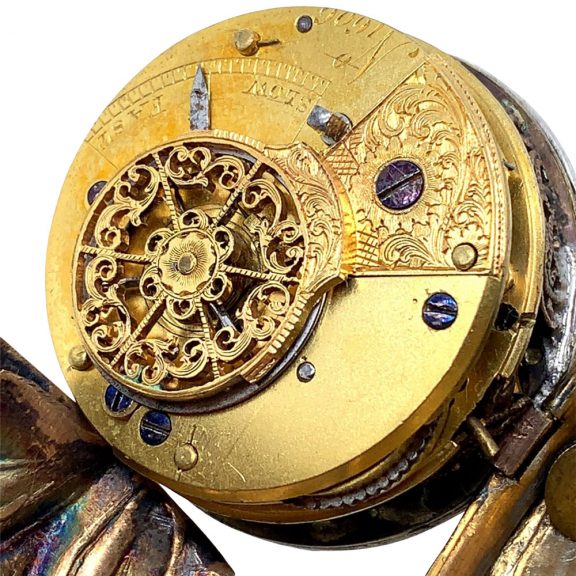 Exceptional German walnut shaped musical verge watch Circa 1890 Exceptional German walnut shaped musical verge watch Circa 1890