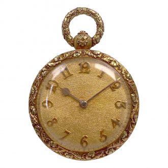 English multicoloured gold cylinder pocket watch Circa 1830