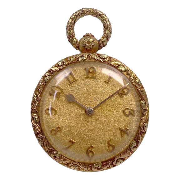 English multicoloured gold cylinder pocket watch Circa 1830 English multicoloured gold cylinder pocket watch Circa 1830