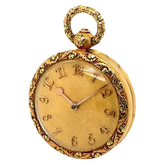 English multicoloured gold cylinder pocket watch Circa 1830 English multicoloured gold cylinder pocket watch Circa 1830