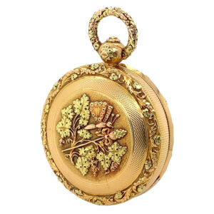 English multicoloured gold cylinder pocket watch Circa 1830